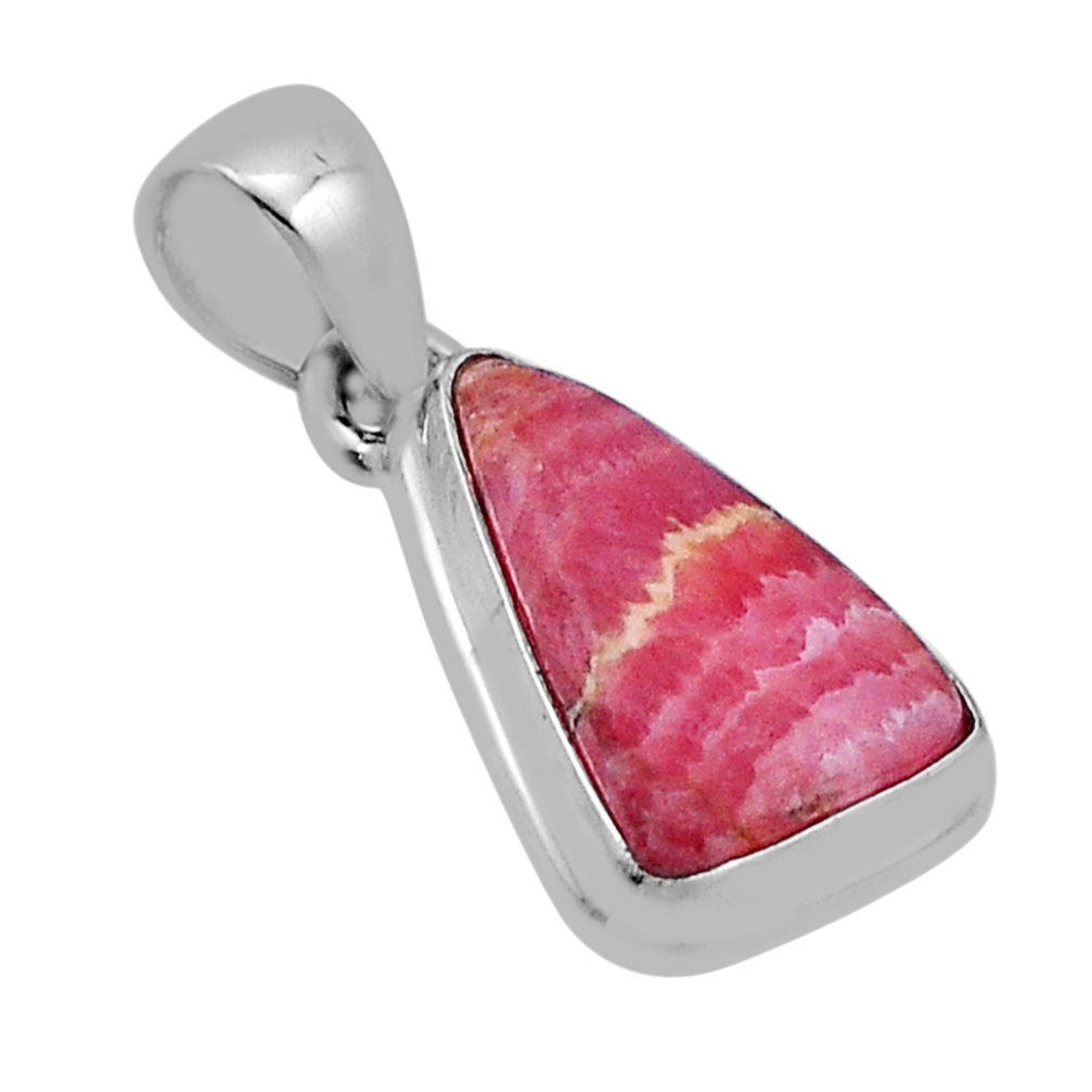 6.48cts natural pink rhodochrosite inca rose (argentina) silver pendant n45390