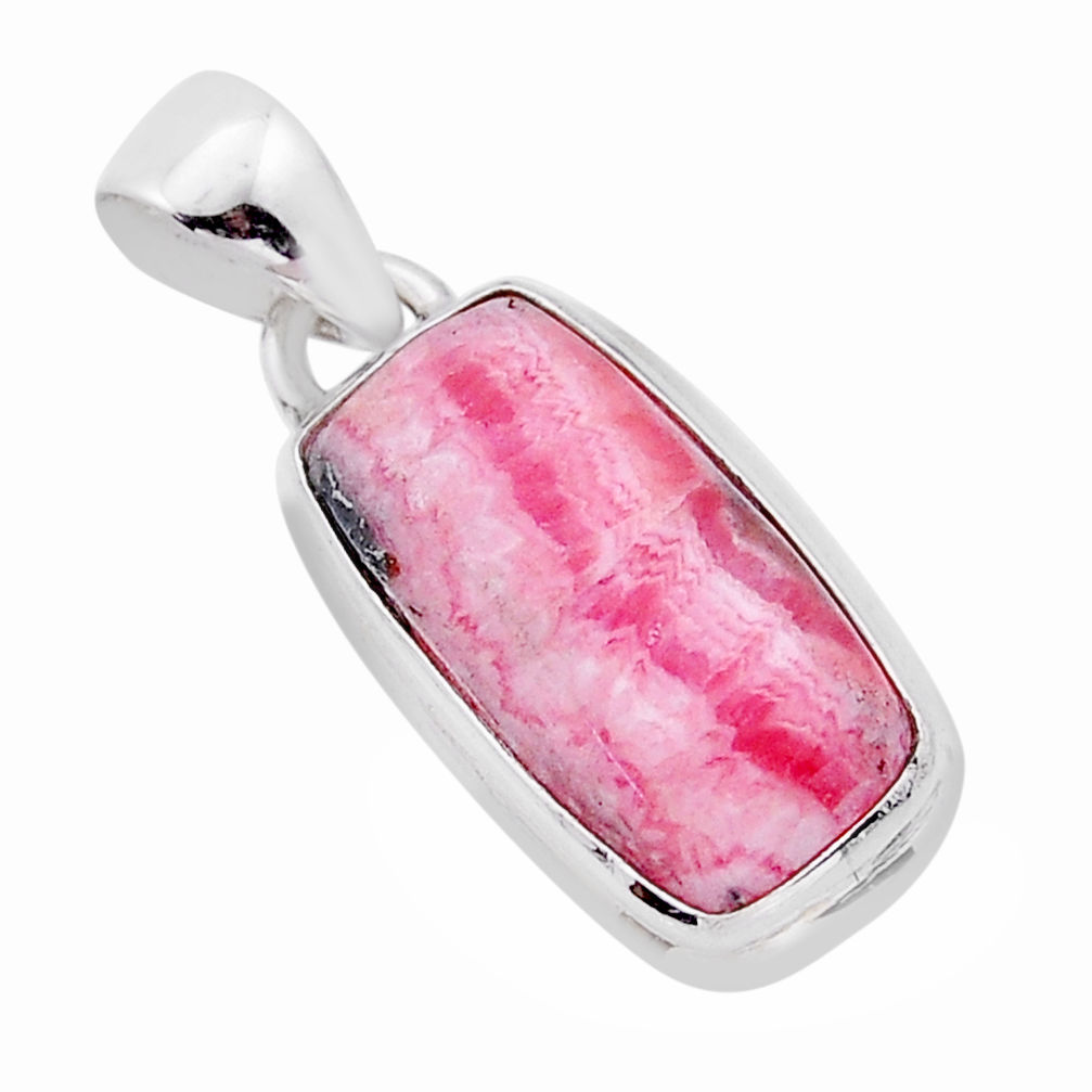 7.51cts natural pink rhodochrosite inca rose (argentina) silver pendant n53249