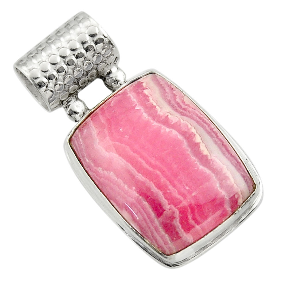 21.48cts natural pink rhodochrosite inca rose (argentina) silver pendant r32068