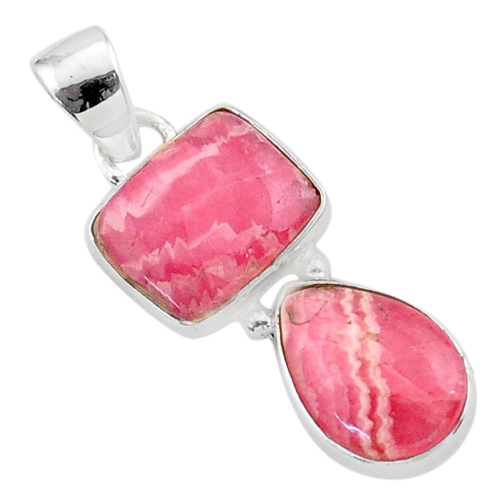9.80cts natural pink rhodochrosite inca rose (argentina) silver pendant t59299
