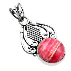 10.70cts natural pink rhodochrosite inca rose (argentina) silver pendant y90101