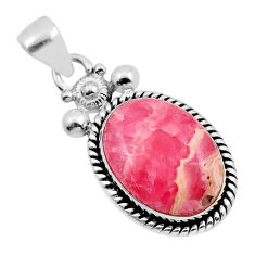 12.85cts natural pink rhodochrosite inca rose (argentina) silver pendant y95150