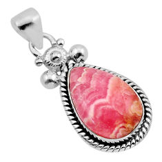 10.41cts natural pink rhodochrosite inca rose (argentina) silver pendant y95154