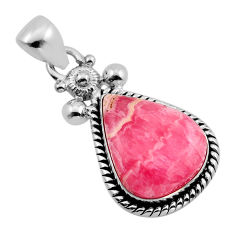 12.42cts natural pink rhodochrosite inca rose (argentina) silver pendant y95157
