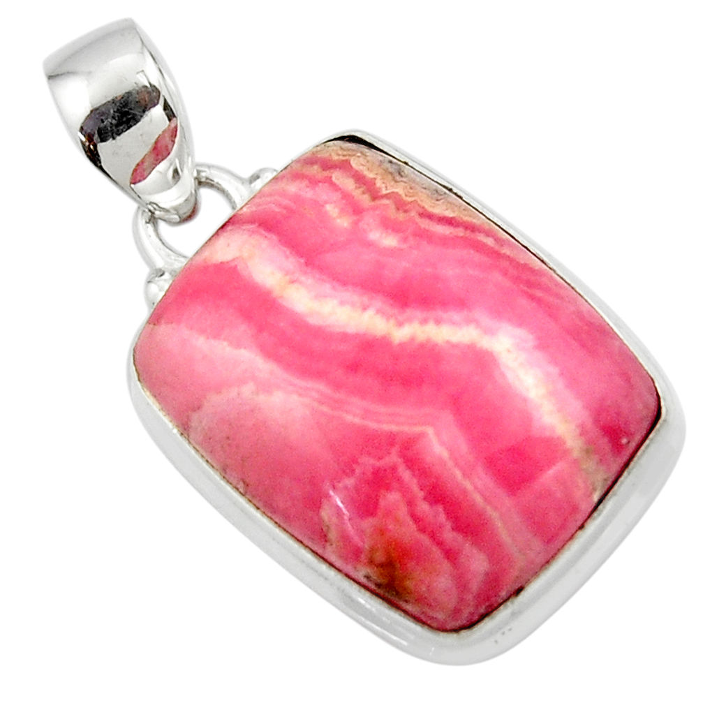 18.60cts natural pink rhodochrosite inca rose 925 silver pendant r46108
