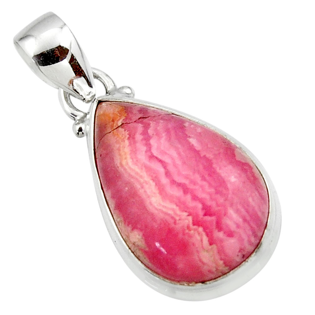 14.15cts natural pink rhodochrosite inca rose 925 silver pendant r46113