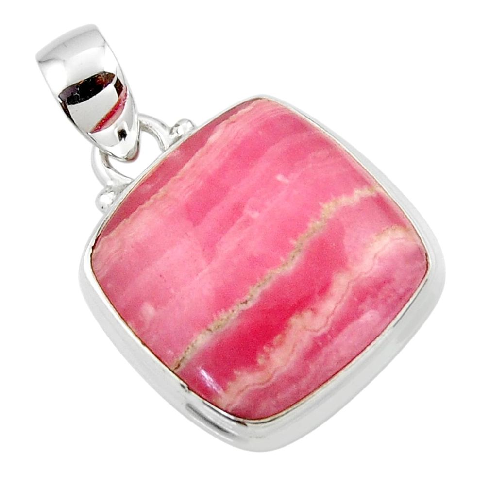 17.73cts natural pink rhodochrosite inca rose 925 silver pendant r46114