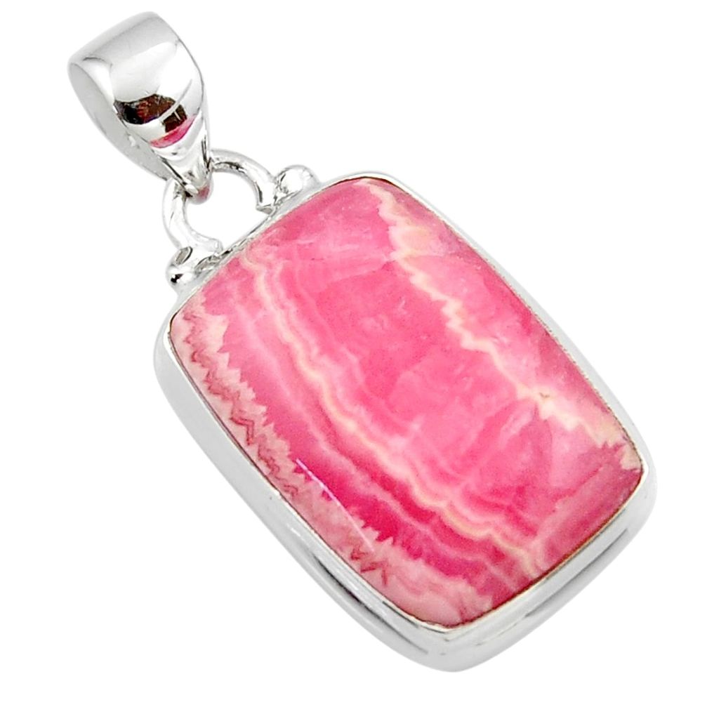 16.23cts natural pink rhodochrosite inca rose 925 silver pendant r46120