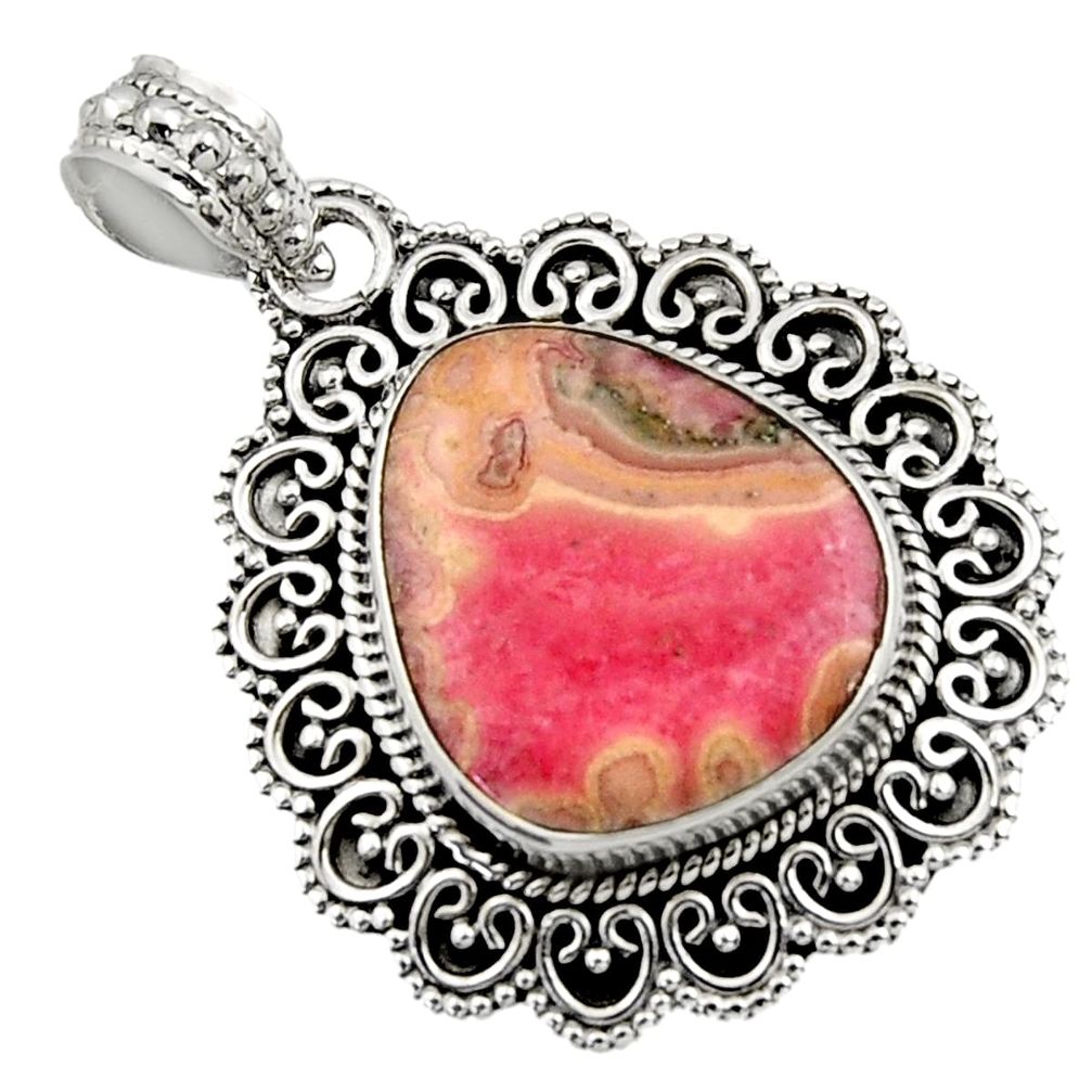  pink rhodochrosite stalactite 925 silver pendant jewelry d45055