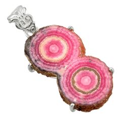 20.68cts natural pink rhodochrosite stalactite 925 silver pendant r43223