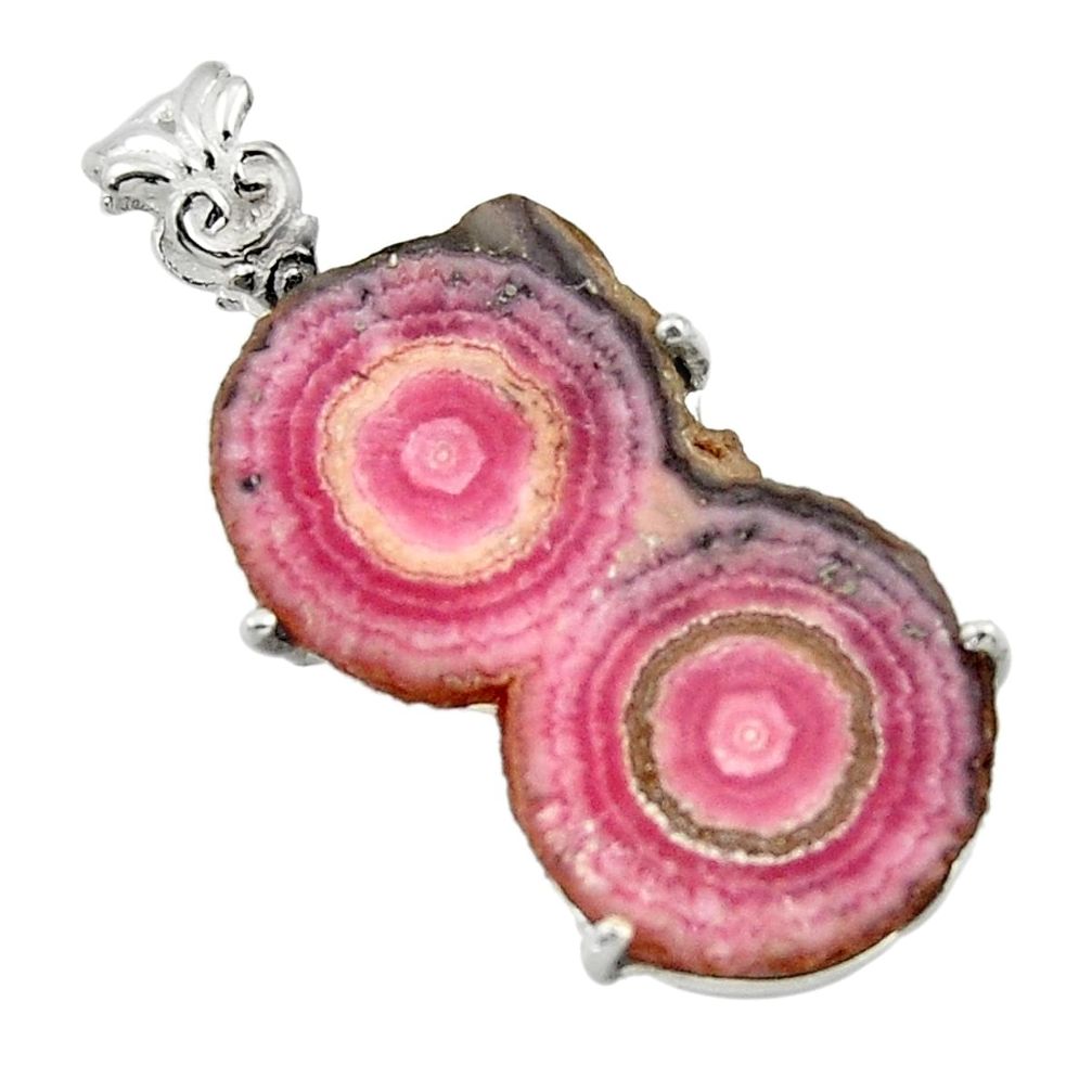 23.21cts natural pink rhodochrosite stalactite 925 silver pendant r43227