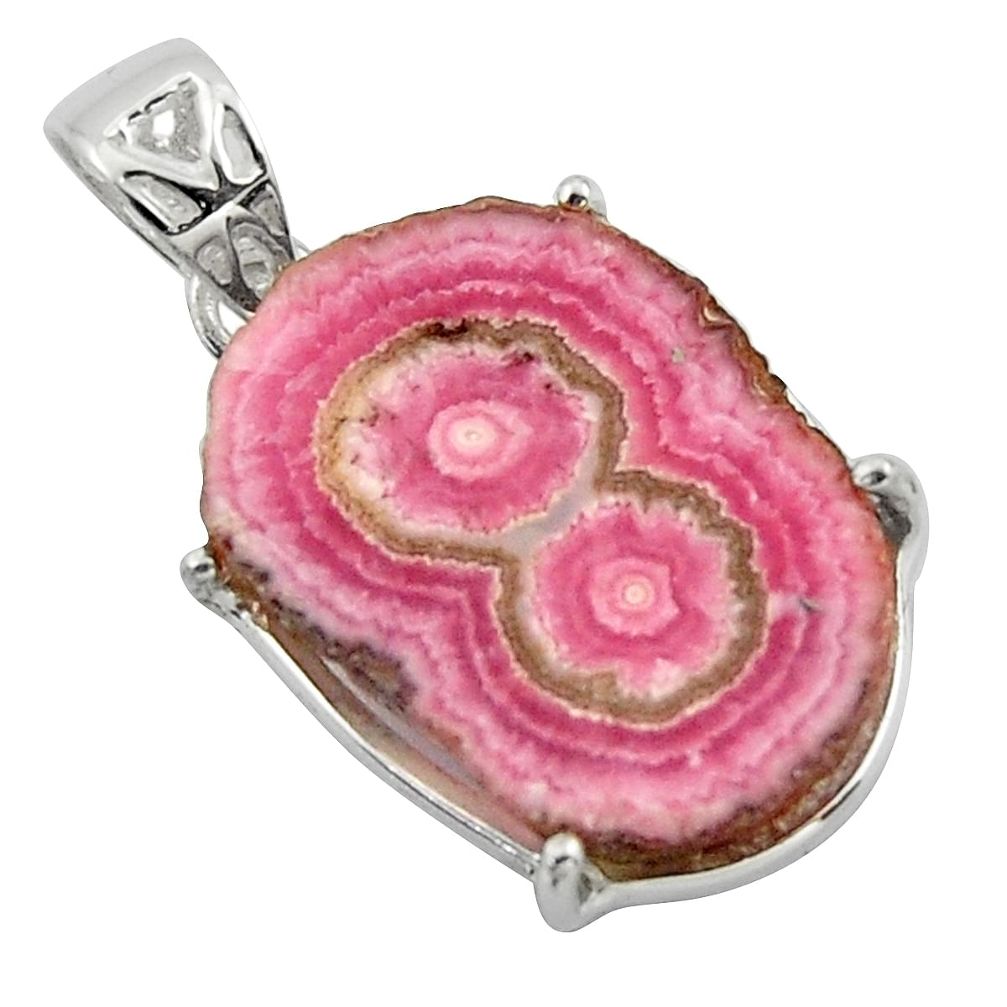 17.52cts natural pink rhodochrosite stalactite 925 silver pendant r43229