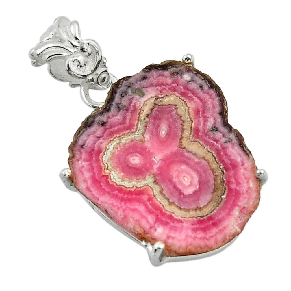 16.39cts natural pink rhodochrosite stalactite 925 silver pendant r43230