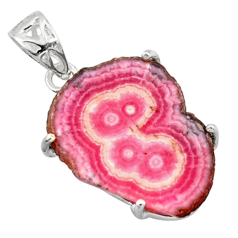 20.22cts natural pink rhodochrosite stalactite 925 silver pendant r43237