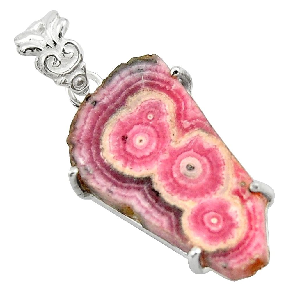 20.76cts natural pink rhodochrosite stalactite 925 silver pendant r43239