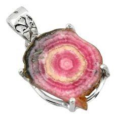12.74cts natural pink rhodochrosite stalactite 925 silver pendant r43252