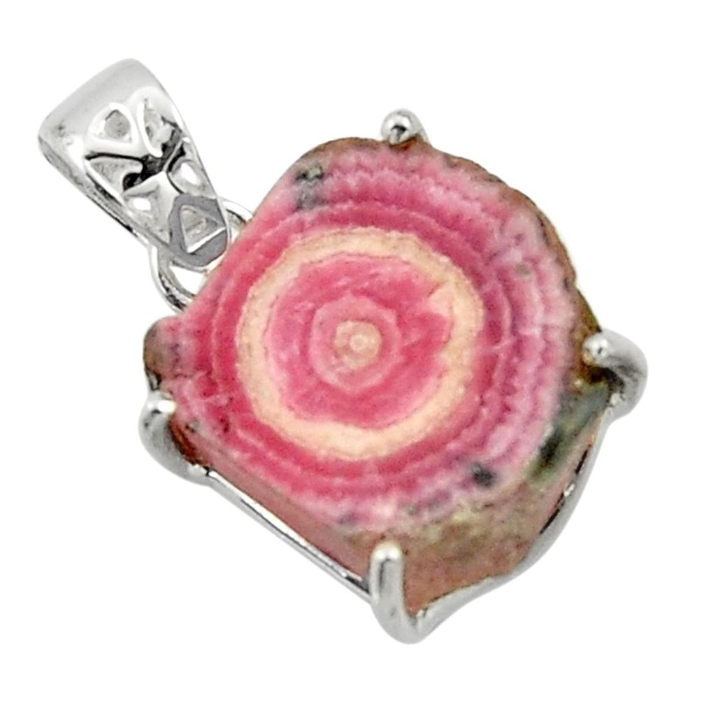 13.12cts natural pink rhodochrosite stalactite 925 silver pendant r43254