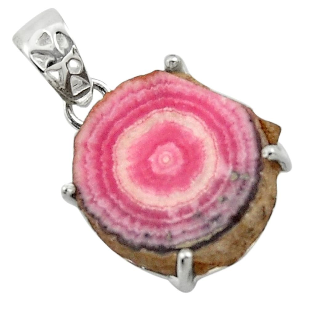 13.10cts natural pink rhodochrosite stalactite 925 silver pendant r43257