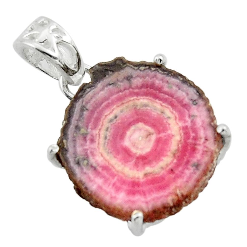 14.28cts natural pink rhodochrosite stalactite 925 silver pendant r43258