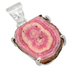 13.15cts natural pink rhodochrosite stalactite 925 silver pendant r43259