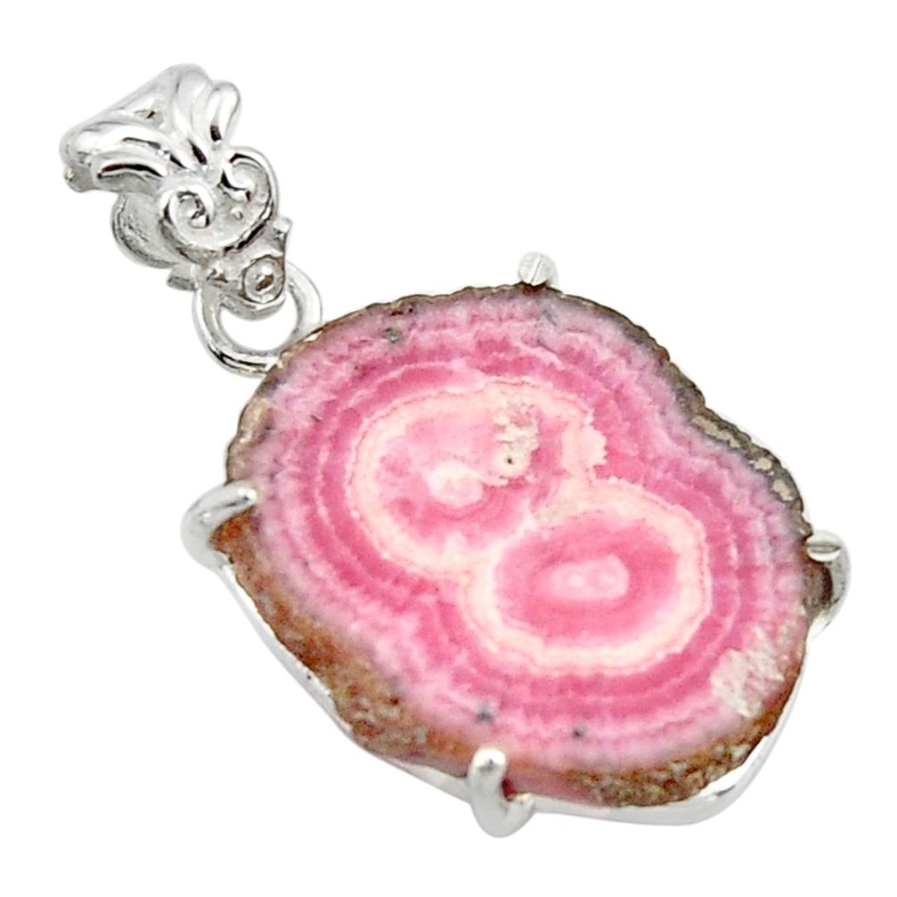 16.42cts natural pink rhodochrosite stalactite 925 silver pendant r45010