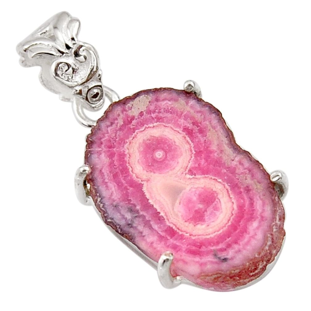 14.20cts natural pink rhodochrosite stalactite 925 silver pendant r45012