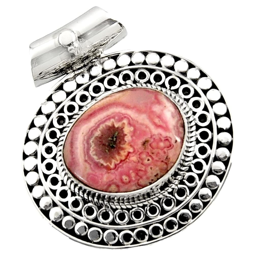  pink rhodochrosite stalactite fancy 925 silver pendant d45049