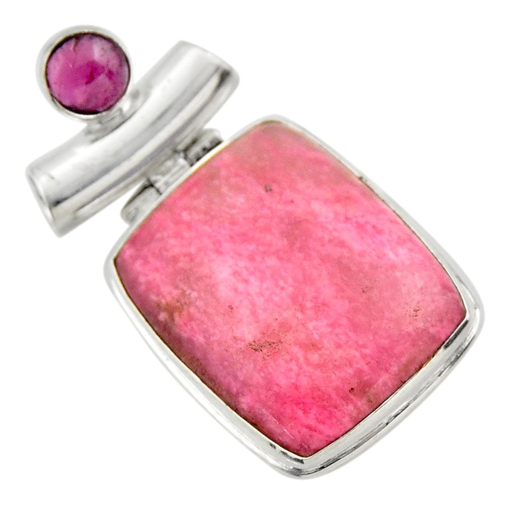 25.28cts natural pink rhodolite red garnet 925 sterling silver pendant r31825