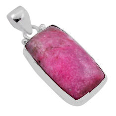 16.24cts natural pink rhodonite in black manganese 925 silver pendant n23650