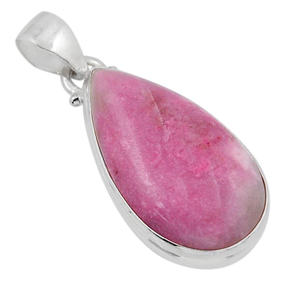 16.06cts natural pink rhodonite in black manganese 925 silver pendant y47198