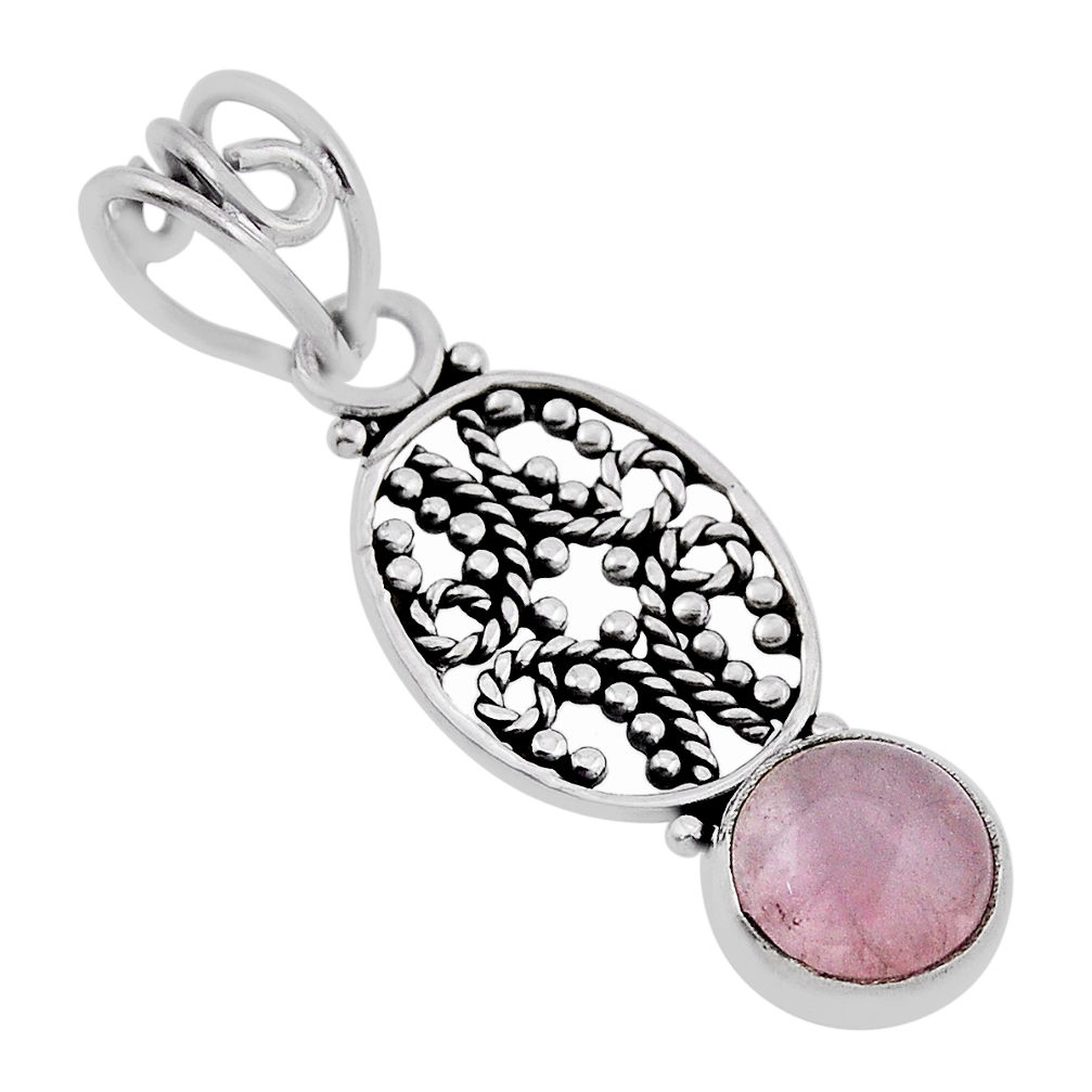 2.73cts natural pink rose quartz 925 sterling silver pendant jewelry n34496