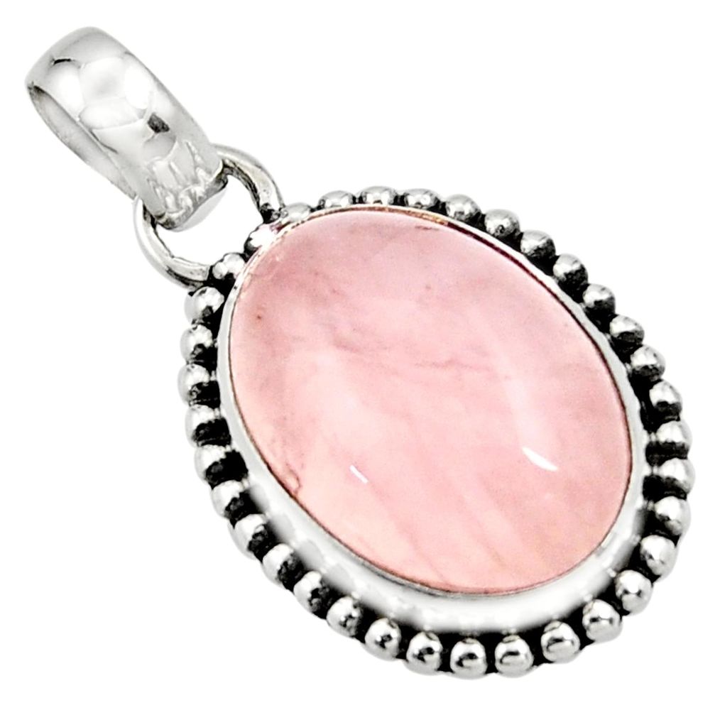 12.96cts natural pink rose quartz 925 sterling silver pendant jewelry r26522