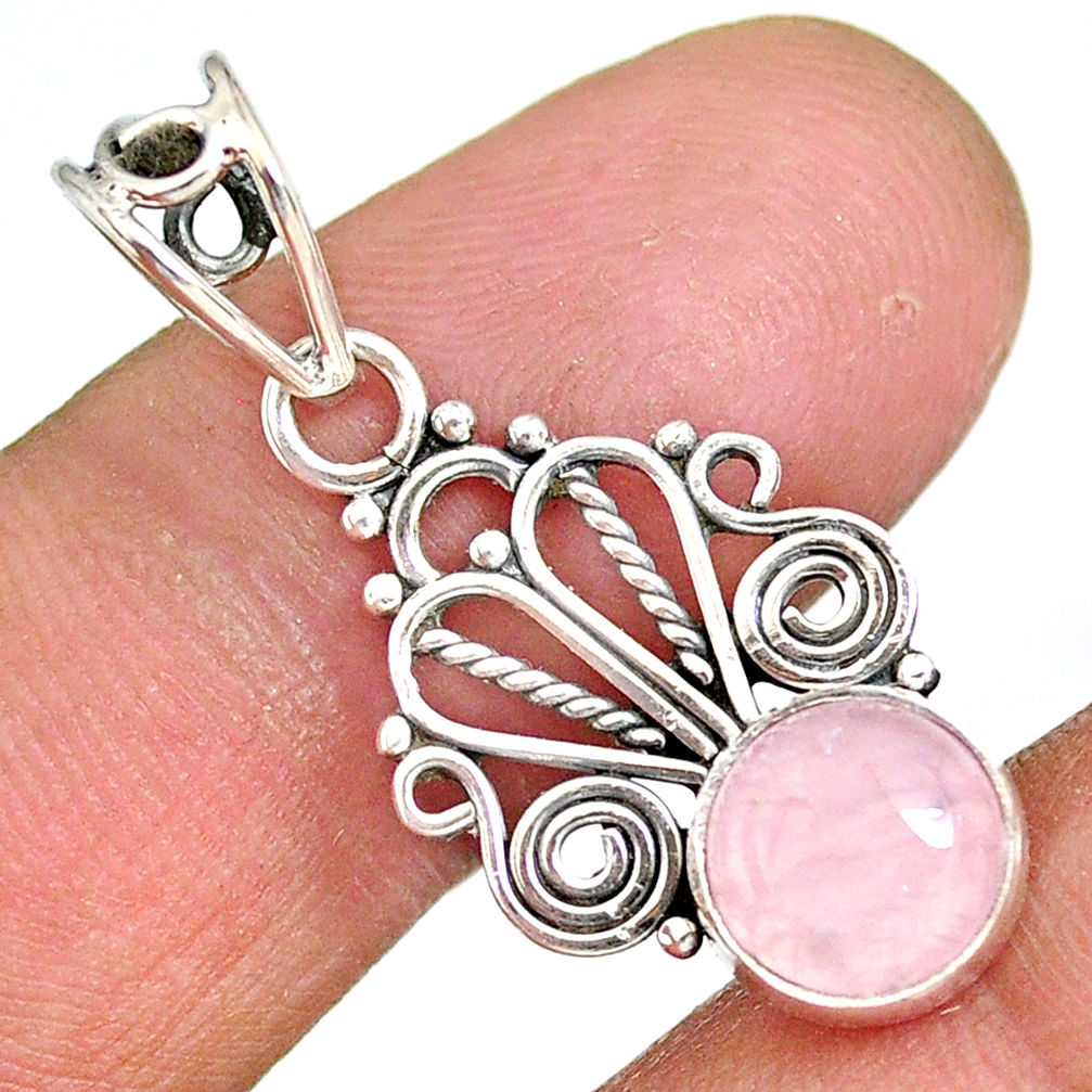 2.98cts natural pink rose quartz 925 sterling silver pendant jewelry r90182