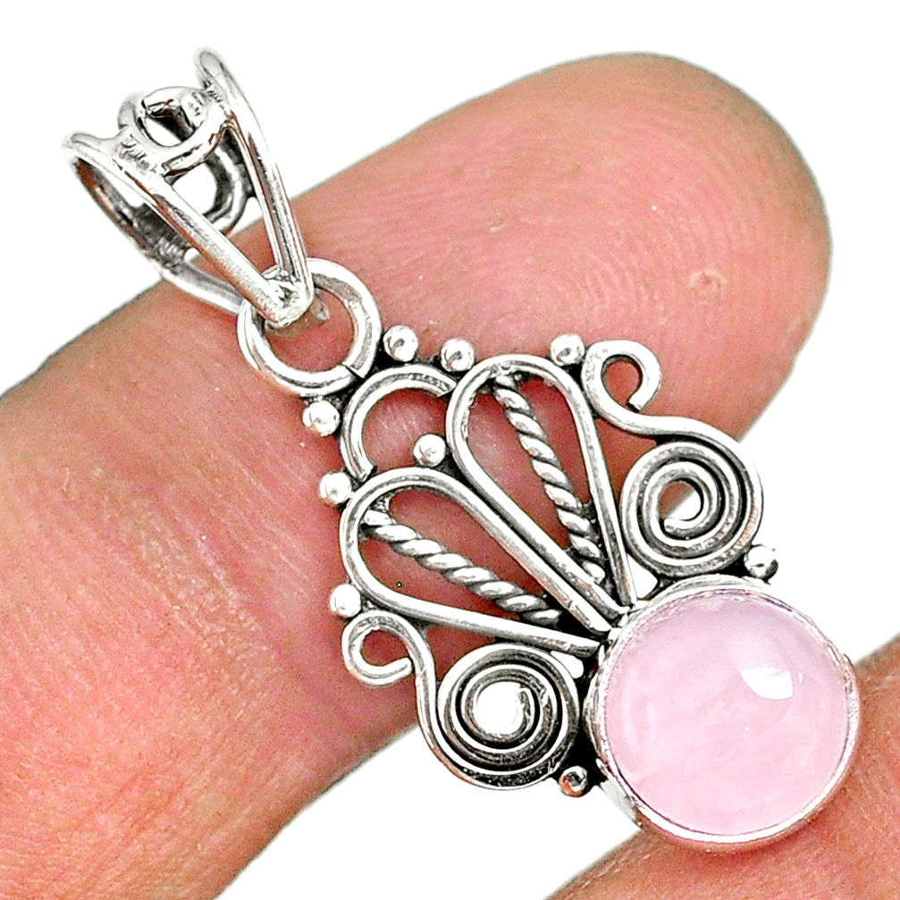 2.82cts natural pink rose quartz 925 sterling silver pendant jewelry r90183