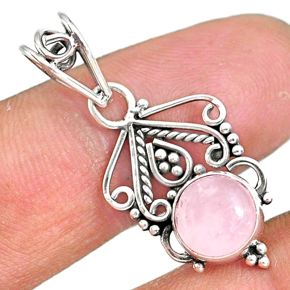 2.74cts natural pink rose quartz 925 sterling silver pendant jewelry r90185