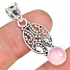 2.94cts natural pink rose quartz 925 sterling silver pendant jewelry r90186