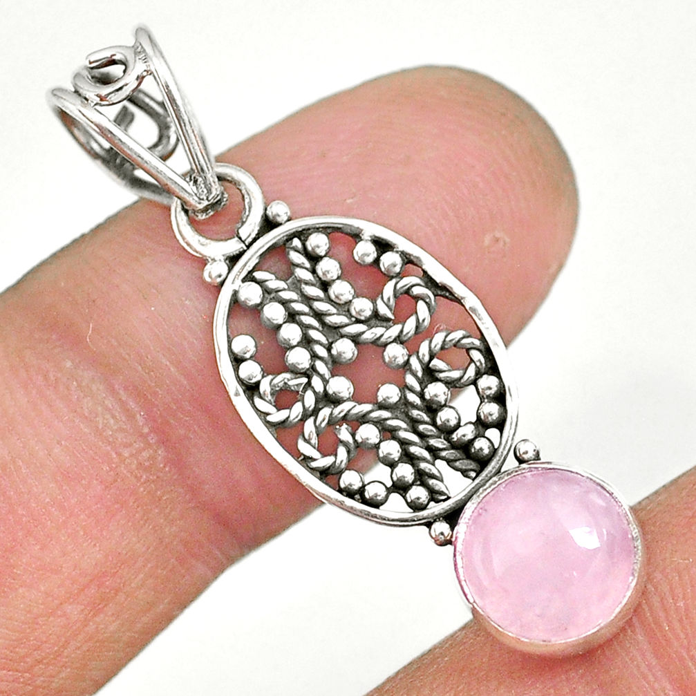 2.84cts natural pink rose quartz 925 sterling silver pendant jewelry r90190