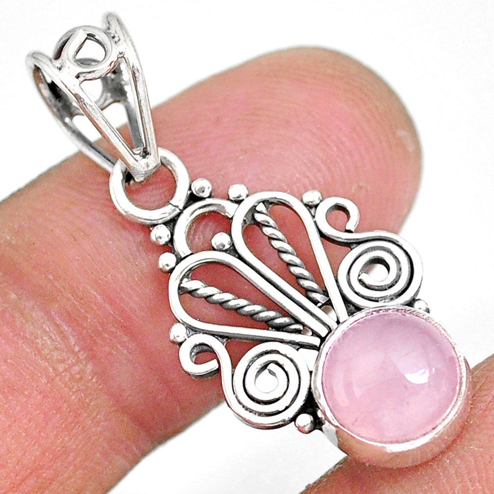 2.71cts natural pink rose quartz 925 sterling silver pendant jewelry r90201