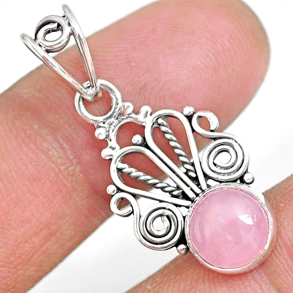2.74cts natural pink rose quartz 925 sterling silver pendant jewelry r90202