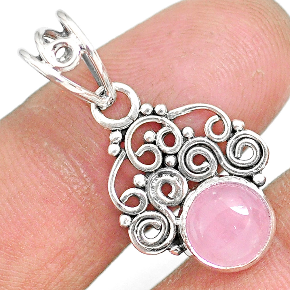 2.84cts natural pink rose quartz 925 sterling silver pendant jewelry r90206