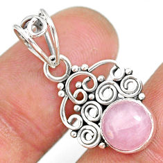 2.86cts natural pink rose quartz 925 sterling silver pendant jewelry r90208