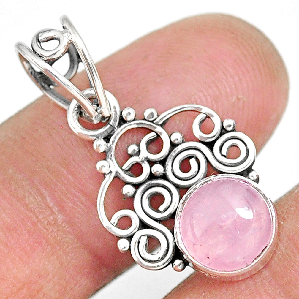 2.83cts natural pink rose quartz 925 sterling silver pendant jewelry r90209