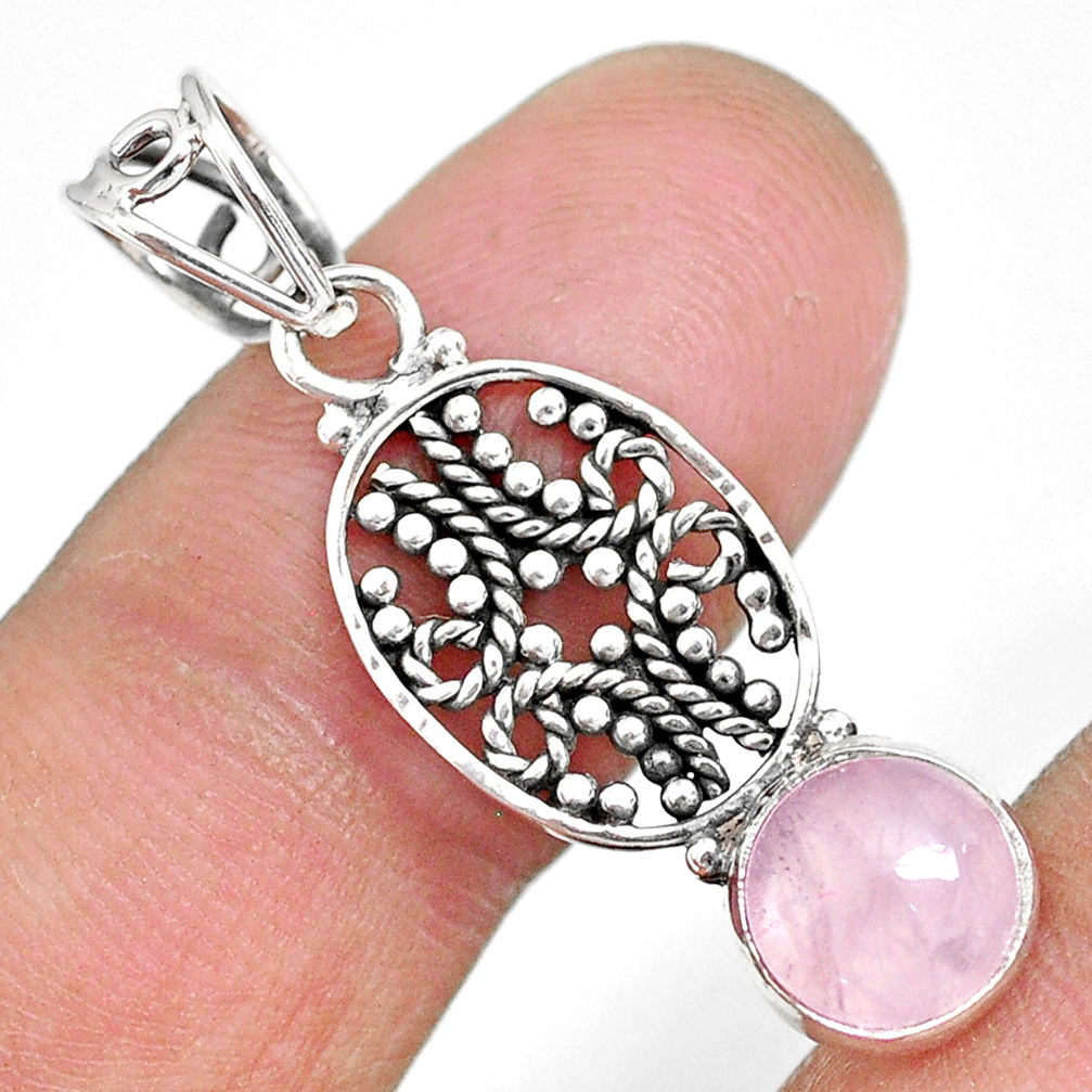 2.73cts natural pink rose quartz 925 sterling silver pendant jewelry r90210