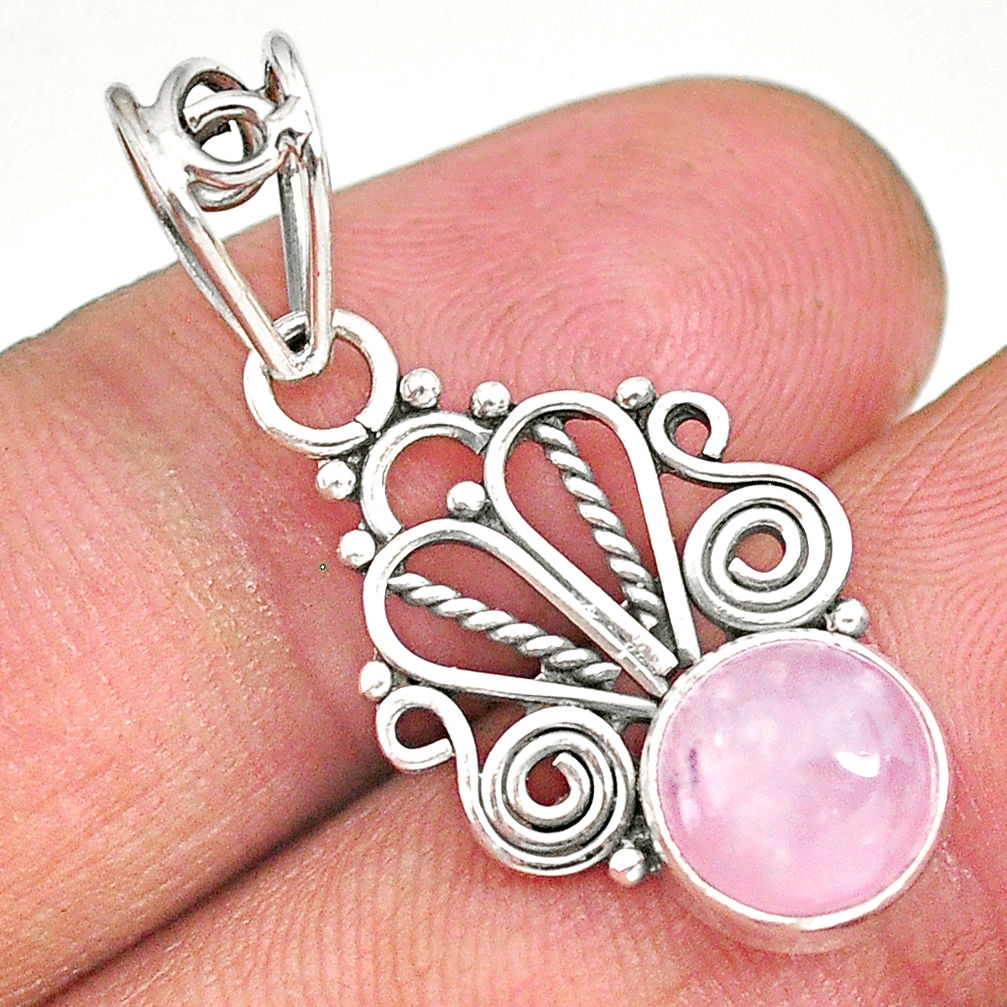 2.89cts natural pink rose quartz 925 sterling silver pendant jewelry r90242