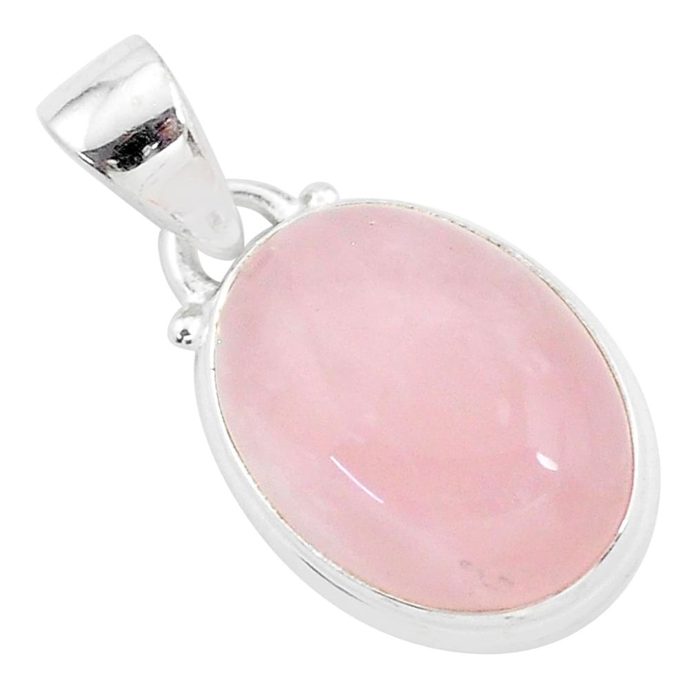 8.87cts natural pink rose quartz 925 sterling silver handmade pendant r96223