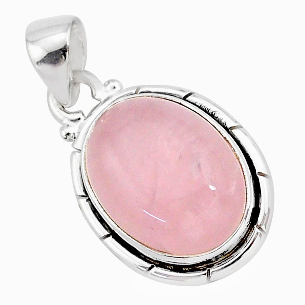 10.32cts natural pink rose quartz 925 sterling silver handmade pendant r96241