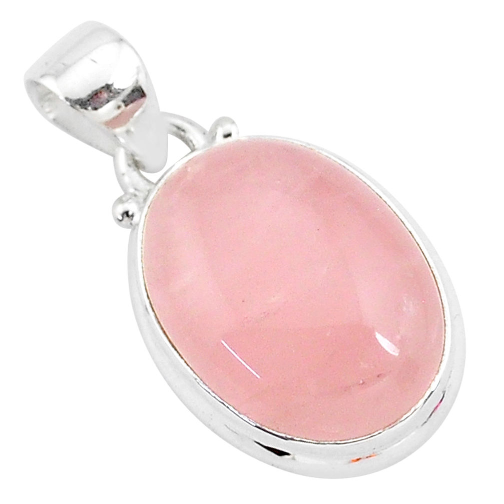 11.57cts natural pink rose quartz 925 sterling silver handmade pendant r96303