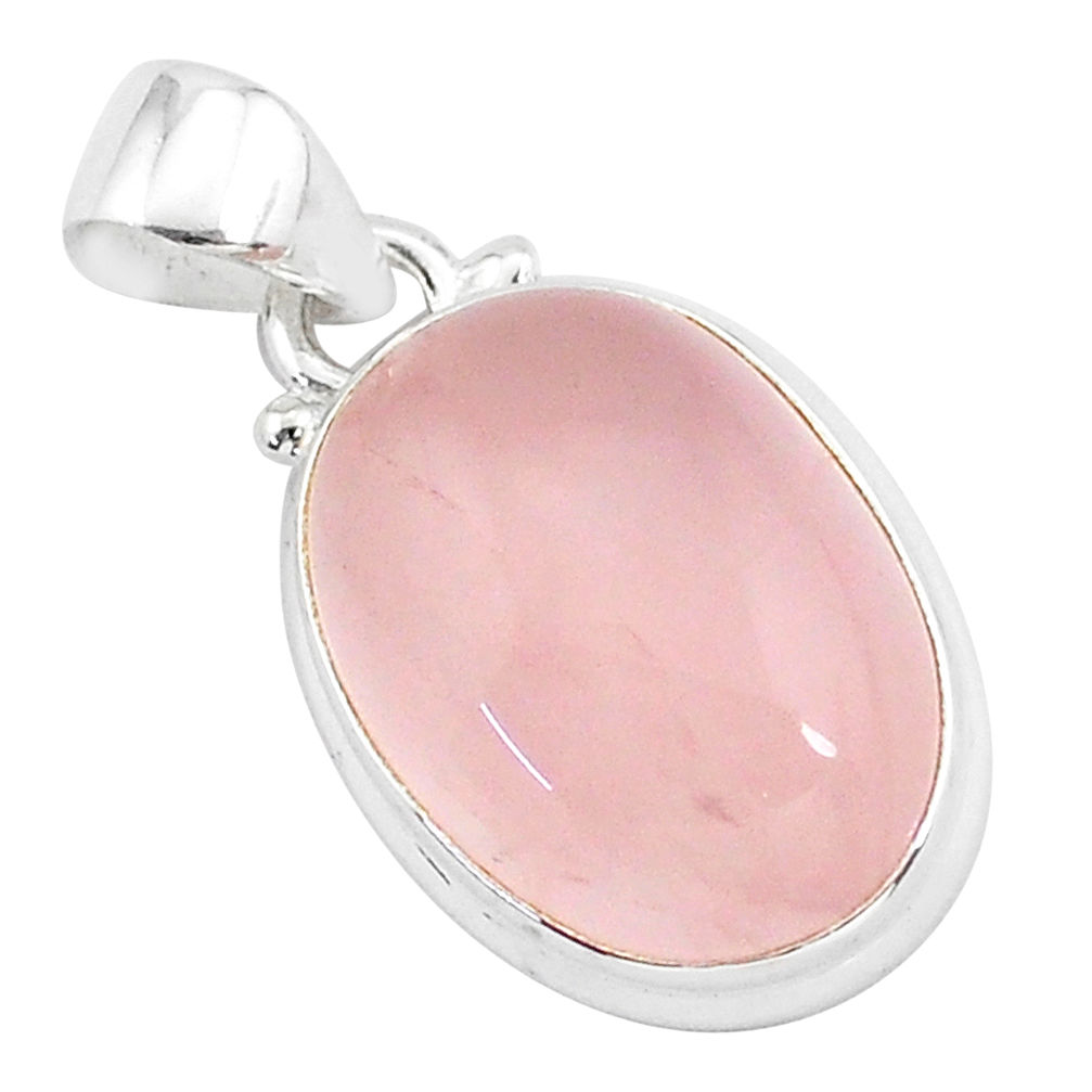 12.55cts natural pink rose quartz 925 sterling silver handmade pendant r96305