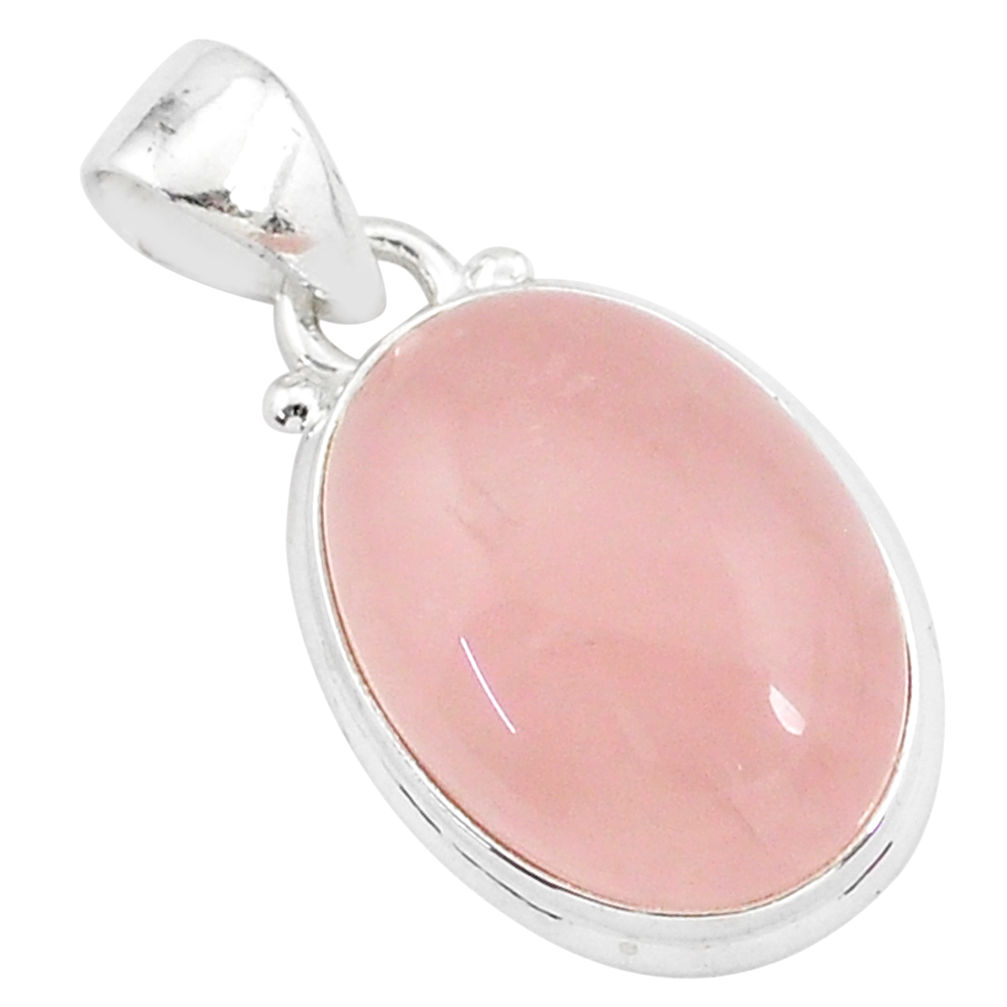 13.73cts natural pink rose quartz 925 sterling silver handmade pendant r96315