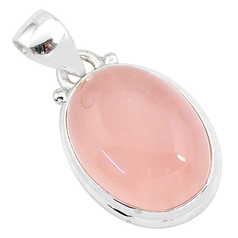 14.12cts natural pink rose quartz 925 sterling silver handmade pendant r96317